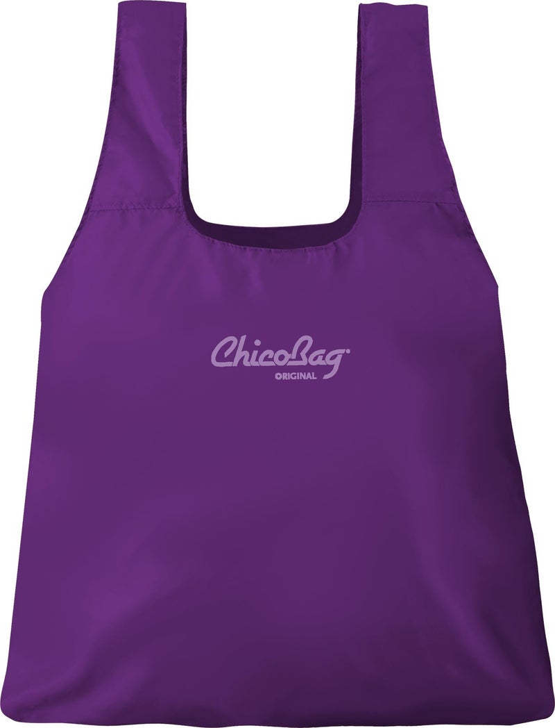 ChicoBag Original Reusable Grocery Bag with Attached Pouch and Carabiner Clip, Variety 4 Pack - Blue, Green, Purple, and Red - Image 4